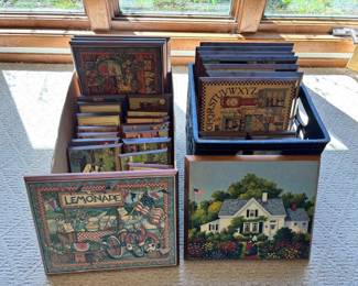 Many Pieces of Painted Wood Art