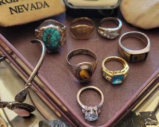 Gold and silver mens and womans rings