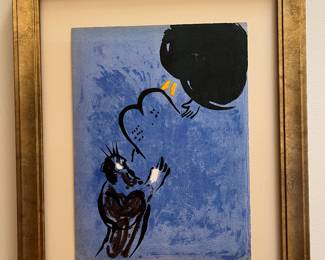 MARC CHAGALL, "Moses Receiving the tablets of the Law' 1956, 14x10.5", Original lithograph on paper