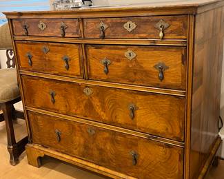 GEORGE II WALNUT CHEST, two over two over two drawer, late 17th-18th century 33H, top is 37x20,
