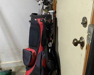 misc golf clubs and bag