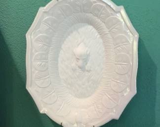 Antique Atterbury Milk Glass Retriever Bread Tray