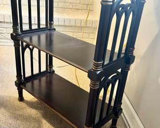 Bombay Co black 3 level wood shelf
28”w x 14d x 34”h $95
