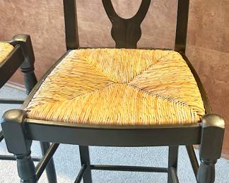 black wood, cane seat, counter height chairs
19.5w x 16d x 28.5” floor to seat $48ea
4 available