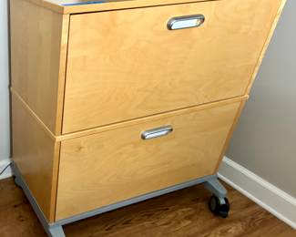(2) Drawer Lateral File Cabinet on wheel cart 33.5 x 17”d x 37h $75
