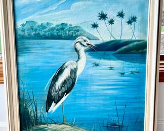 White framed Crain painting 29”x 35” $35