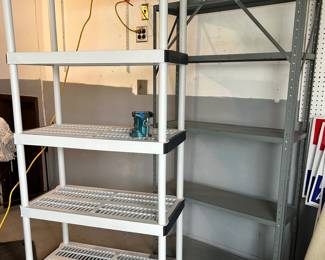 Metal 5 shelf unit $25
Home Depot plastic 18”deep 5 shelf unit $45