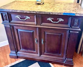 Bernhardt Furniture sideboard hutch with marble tap two drawers and pull out extensions 46”w x 22s x 38h $500