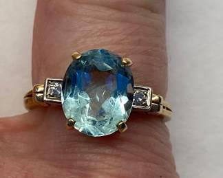 Tiffany aquamarine and diamond ring