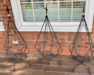WROUGHT IRON HANGIN BASKET STANDS