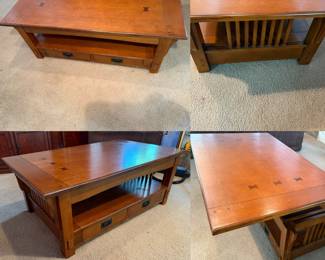 Mission Style Coffee Table Lift Up Top Solid Wood
