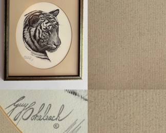 Guy Coheleach White Tiger Head Framed
