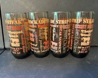 Set 4 vintage 1970 drinking glasses from the Sirloin Stockade restaurant chain