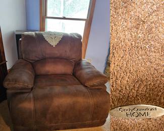 Cindy Crawford Home Large Living Room Brown Faux Leather Manual Reclining Arm Chair