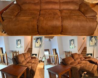 Cindy Crawford Home Brown Faux Leather Electric Reclining Sofa