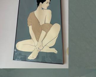 1984 Patrick Nagel Her Casual Pose Framed