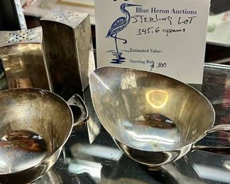 Sterling Silver Creamer, Sugar, Salt & Pepper -345.6 grams