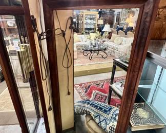 Large Rectangular Wood-Framed Mirror