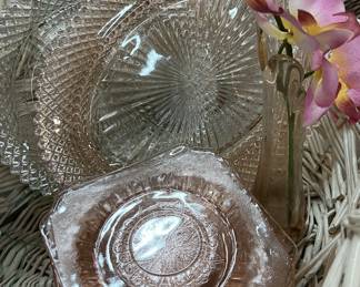 Pink/Clear Depression Glass Lot