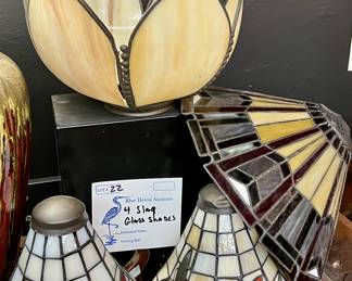 Lot of 4 Slag Glass Shades