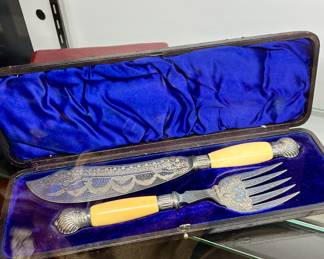 Antique Silver Plate Fish Serving Set
