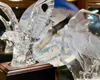 Waterford Crystal Eagle, Pressed Glass Eagle, “The Eagle Soars” Plate
