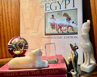 Egyptian-Themed Lot- Antique Travel Guides, Contemporary Egypt Monuments Books, Travel Souvenirs