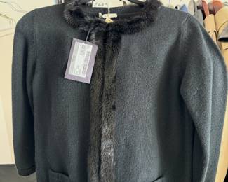 NWT Prada Mink trimmed Cashmere Sweater
