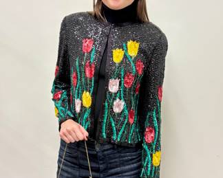 Antique Micro Beaded Purse and Judith Ann Creations sequin jacket