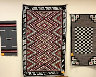 Vintage Native American rugs, including the 1940 Eye Dazzler WOW
