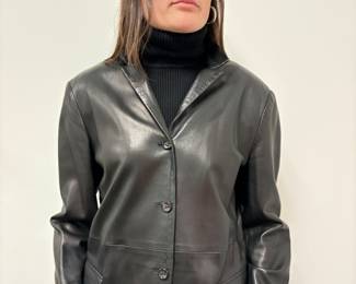 Jil Sander supple black Leather Jacket