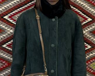 Gucci Bag and Green Shearling Jacket