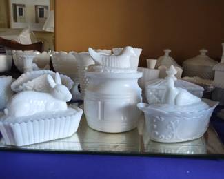 Rare Milk Glass Animals