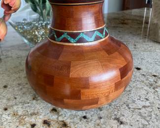 Vintage Southwest Style 9" Vase - Inlay with Turquoise