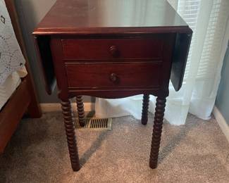 Vintage 2 Drawer Side Table with Drop Down Leaves