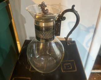 Vintage Corning Ware Glass Tea/Coffee Carafe with Silver-Plated Accents