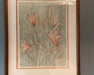 Russ Erickson Monotype Iris Painting - Signed and Monotype