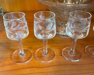 Crystal Etched Cordial Glasses - Set of 5-