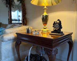 Chippendale style table with accent lamp