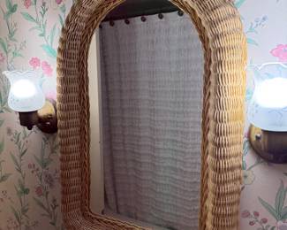 Wicker wall mirror