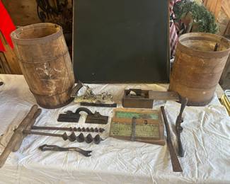 Wooden barrels, Stanley number 55 Wood planner with cutters