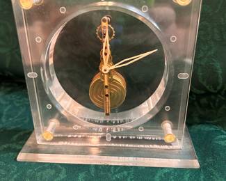 Jaeger LeCoultre lucite clock, Swiss 16 jewel