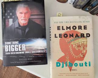 1st Editions, Signed by author - Bazzel Baz "Something Bigger Than Overthrowing Small Governments" & Elmore Leonard "Djibouti"