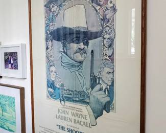 THE SHOOTIST 1976 Original 27X41 Movie Poster, John Wayne, Lauren Bacall, framed