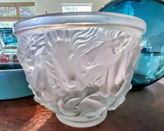 Josef Inwald "Galloping Horses" Art Glass bowl