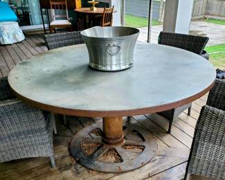 Iron Pedestal Table. 5 ft. diameter.
