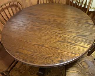 Round Wood Kitchen Table w/ Six Chairs