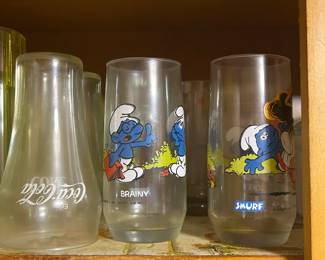 Vintage Smurf and Coca-Cola Collector Glasses