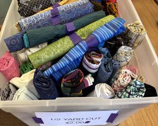 Half yard (minimum) cuts of fabric