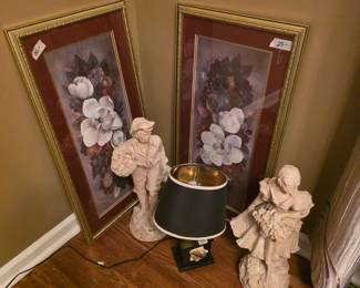 Pictures, lamp, statues
